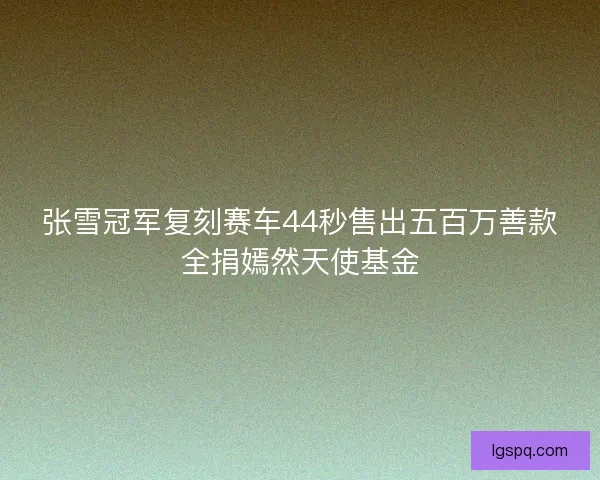 张雪冠军复刻赛车44秒售出五百万善款全捐嫣然天使基金